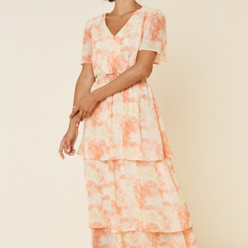Tie-dye tiered maxi dress
